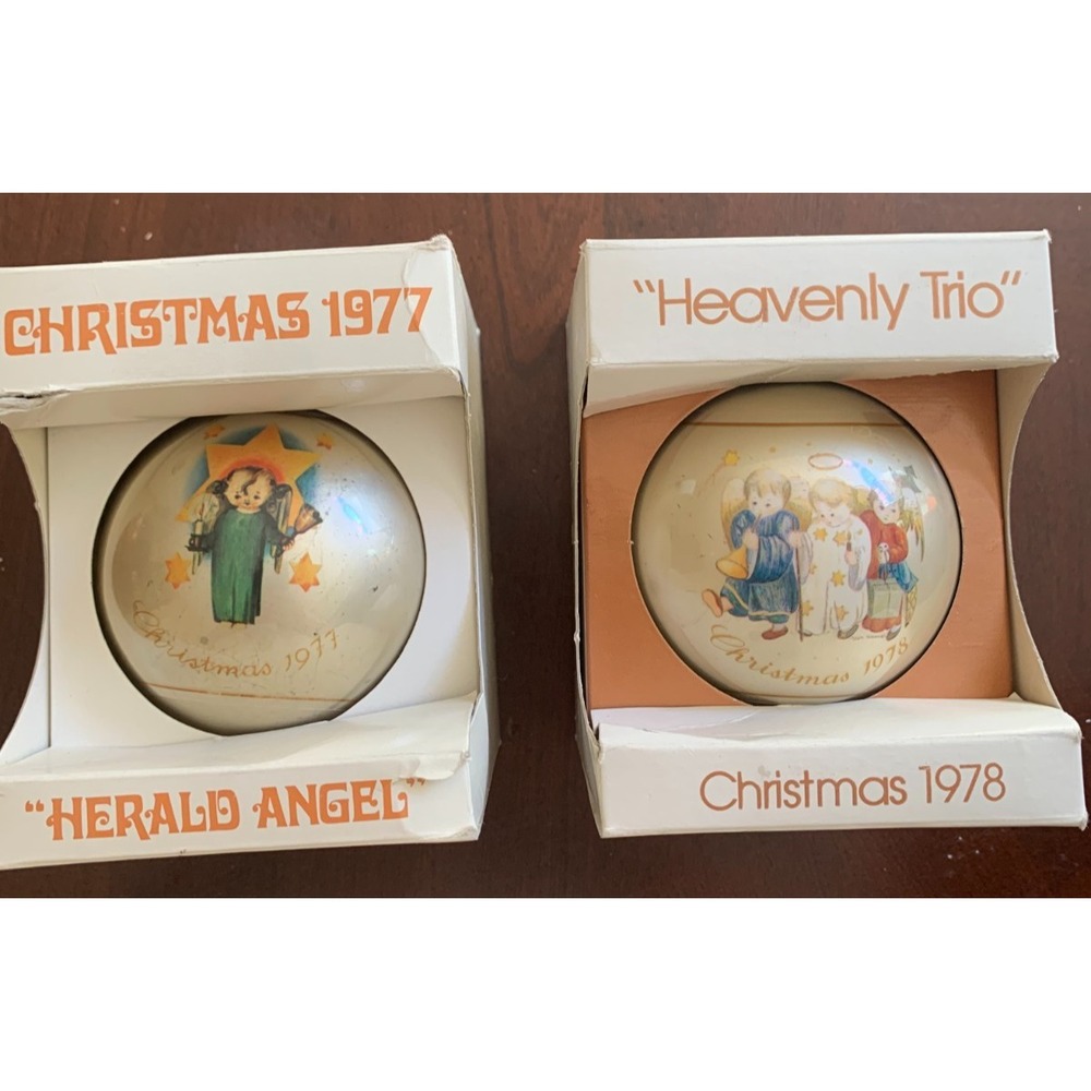 Two Vintage‎ Christmas Ornaments - 1977 "Herald Angel" and 1978 "Heavenly Trio"